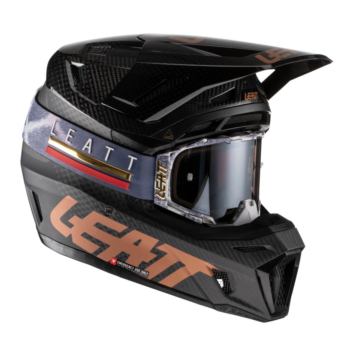 LEATT Helm Moto 9.5 Carbon V22 inkl. Brille, S carbon