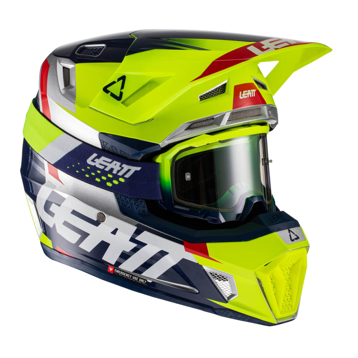 LEATT Helm Moto 7.5 V22 inkl. Brille, S lime