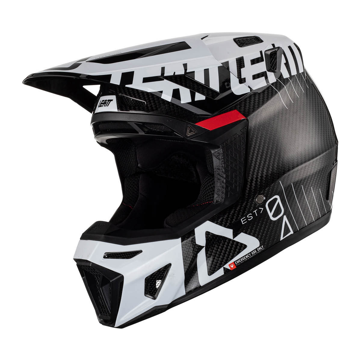 LEATT Motocross Helm Moto 9.5 Carbon V23 inkl. Bri, S carbon white